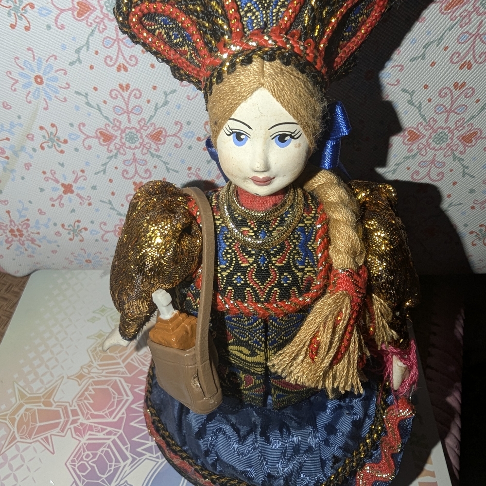 Colorful Traditional Spanish Queen  Doll with Gold Accents